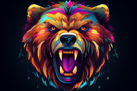 The head of a colorful bear, icons, vectorの素材