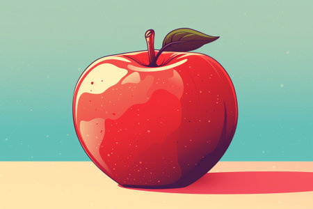 An apple in retro style created in 2d softwareの素材