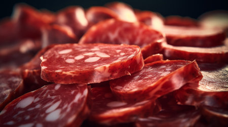 Sausage slices as backgroundの素材