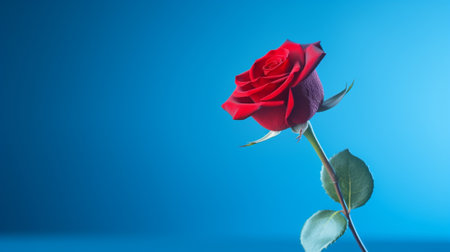Red roses on the blue backgroundの素材