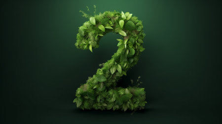 Number 2 created from leavesの素材