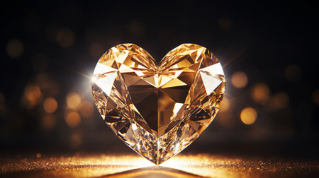 A heart-shaped crystal on a black backgroundの素材