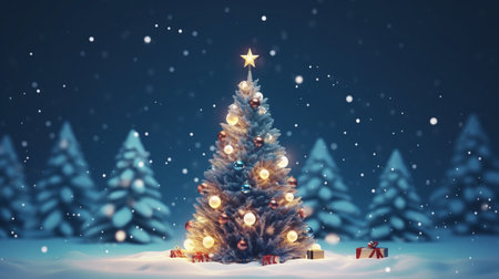 A small decorated tree on the snowの素材