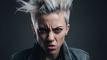 An angry punk woman, portraitの素材