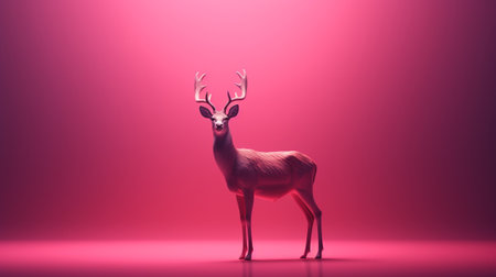 A pink deer on a pink backgroundの素材