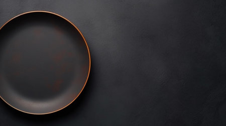 A ceramic plate on a black backgroundの素材