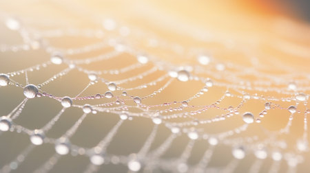 A cobweb with dew on itの素材