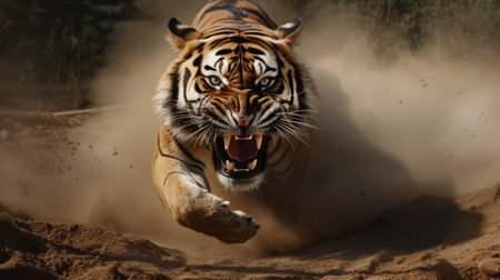 A beautiful tiger runningの素材