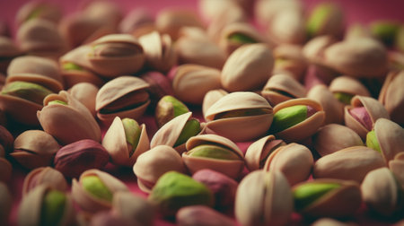 Delicious and healthy pistachios on a tableの素材