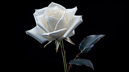 A white rose on a black backgroundの素材