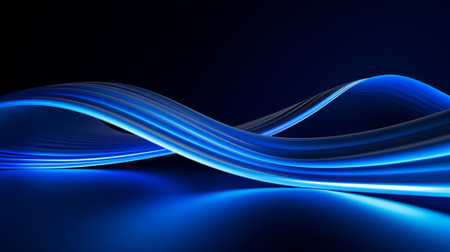 A neon blue background with abstract wavesの素材
