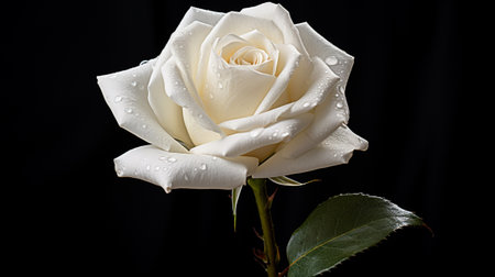 A white rose on a black backgroundの素材
