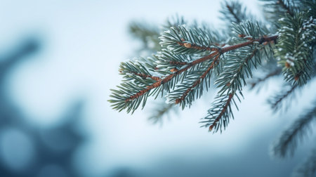 A background with fir branches in winterの素材