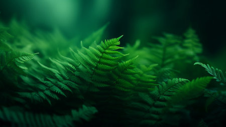 A background of ferns in the forestの素材