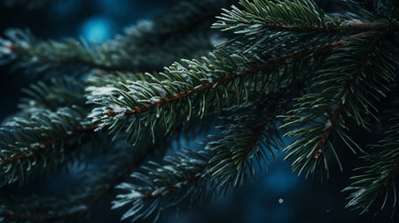 A background with fir branches in winterの素材