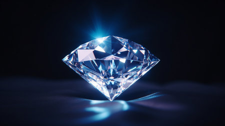 A crystal sitting on a black surfaceの素材