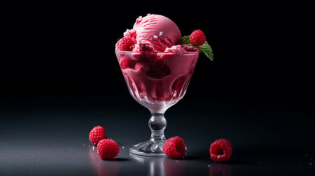 Raspberry ice cream in a glassの素材