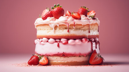 A layered strawberry and vanilla cakeの素材