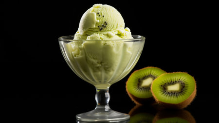 Kiwi ice cream in a glassの素材