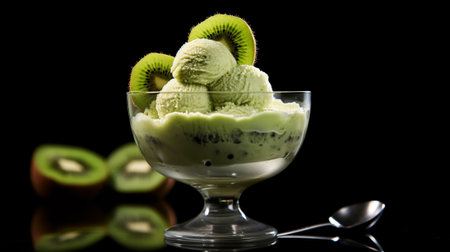 Kiwi ice cream in a glassの素材