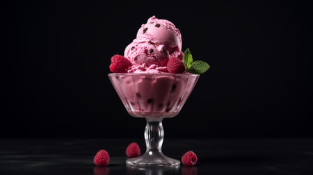 Raspberry ice cream in a glassの素材