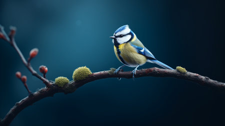 Blue tit on a branch of a treeの素材