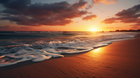 Sunset on a sea beachの素材