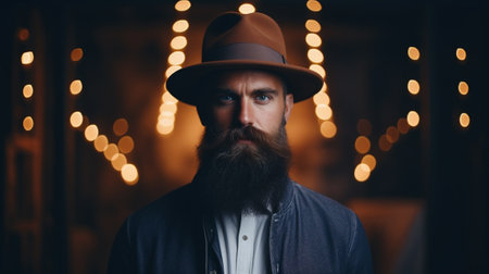 Portrait of a brutal bearded manの素材