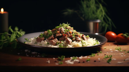 Rice with meat and vegetablesの素材