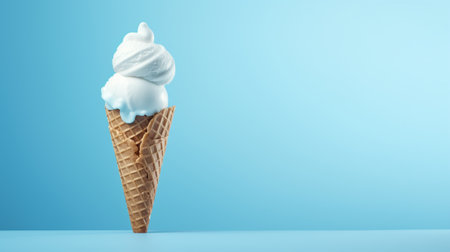 An ice cream on a blue backgroundの素材