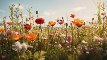 A field with multicolored flowersの素材
