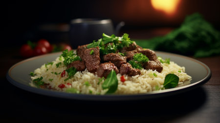 Rice with meat and vegetablesの素材