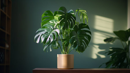 A monstera plant in a roomの素材