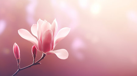 Magnolia on a magical bokeh backgroundの素材