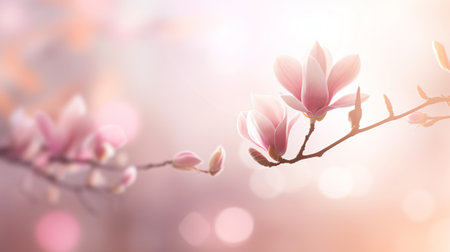 Magnolia on a magical bokeh backgroundの素材