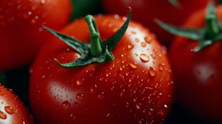 Tomatoes with water drops, patternの素材