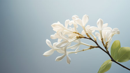 Beautiful white lilac flowers on a blurred backgroundの素材