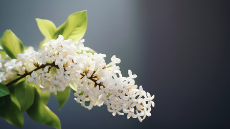 Beautiful white lilac flowers on a blurred backgroundの素材