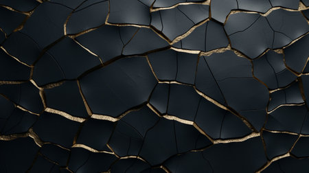 A black wall with golden cracksの素材