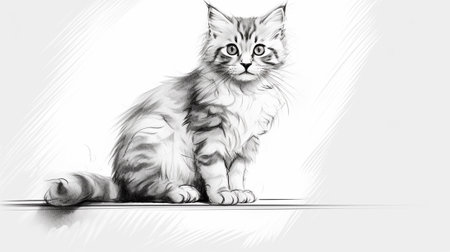Sketch drawing of a catの素材