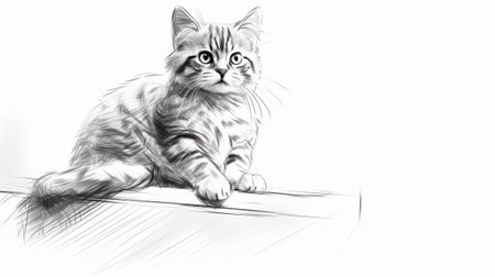 Sketch drawing of a catの素材