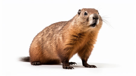 A groundhog on a white backgroundの素材