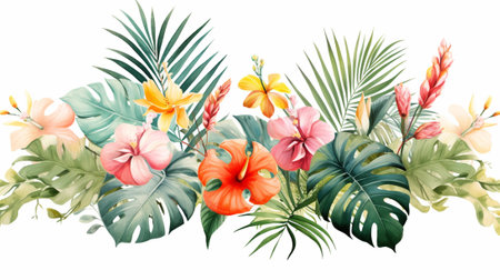 Tropical wonders, in watercolor clipart styleの素材