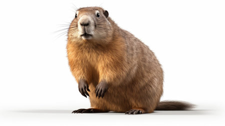 A groundhog on a white backgroundの素材