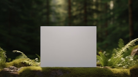 A white box, mockup design, in the forestの素材