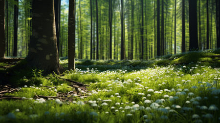 A forest meadow full of flowersの素材