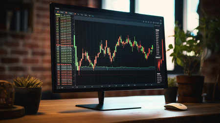 A screen of a stock market computerの素材