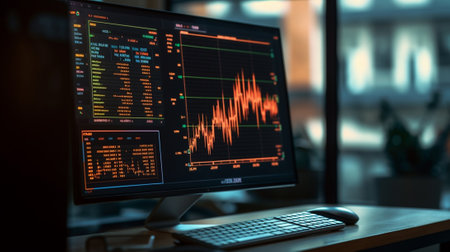 A screen of a stock market computerの素材