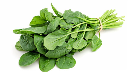 A bunch of spinach on a white backgroundの素材