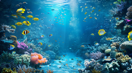 A beautiful underwater landscape with fish and coralsの素材